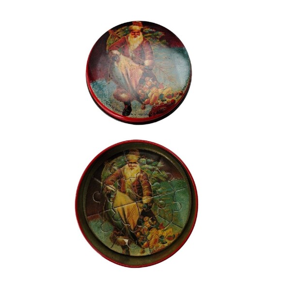 VTG 78' Christmas Mini Puzzles With Tin Santa Lot Of 3 Hong Kong Shackman 3" SEE - Picture 4 of 13